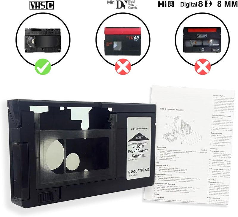 BECBOLDF محول شريط كاسيت VHS-C لكاميرات الفيديو المثبتة مثالي لجهاز VCR، مشغل شريط الفيديو وتحويل VHS إلى رقمي - Image 4